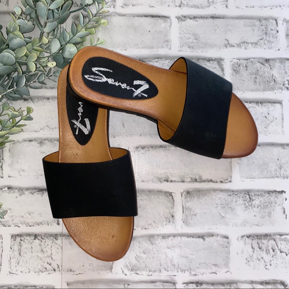 Seven7 Black Slide On Sandals